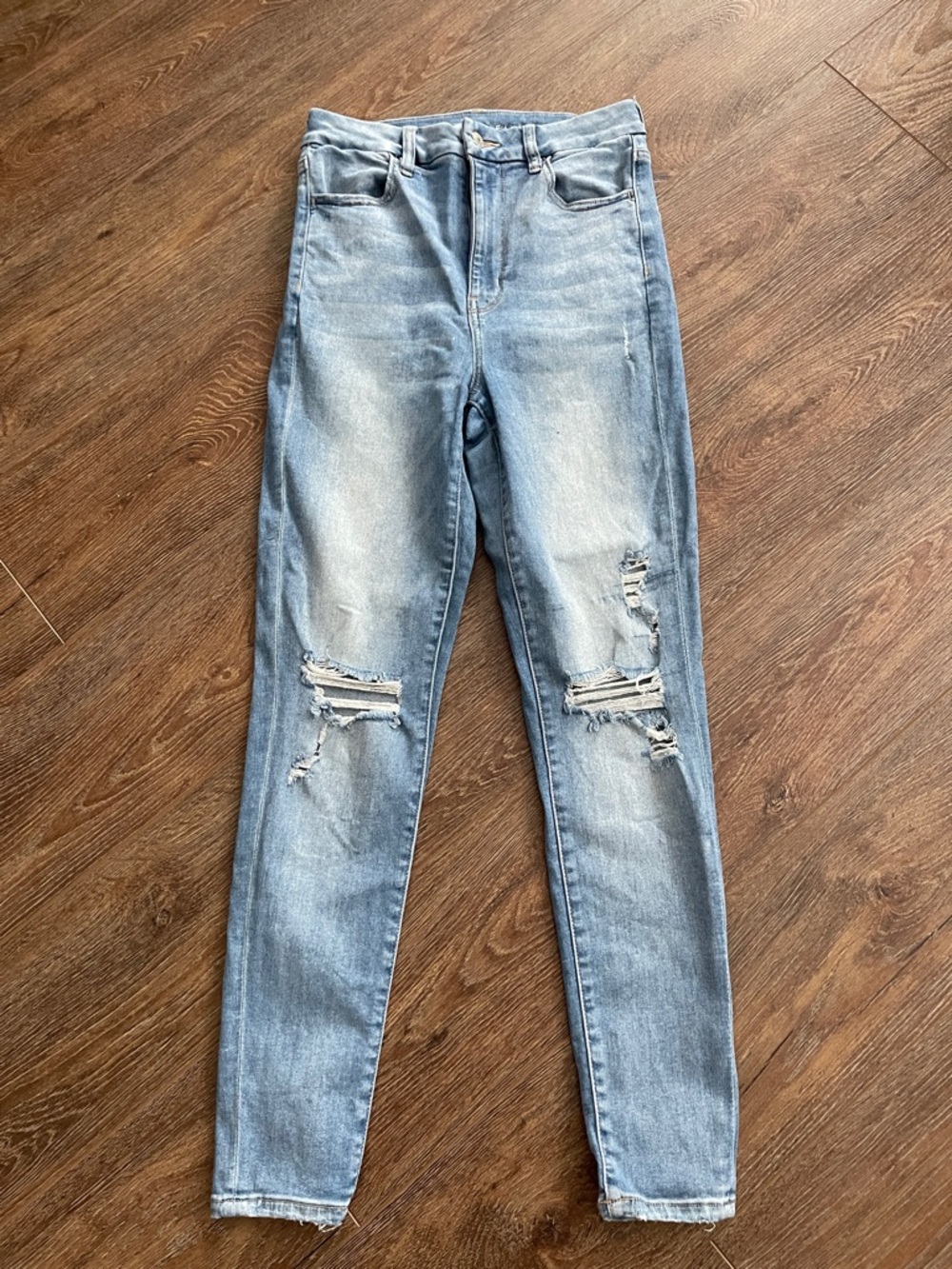 American Eagle Outfitters Light Blue Ripped High Waisted Skinny Jeans